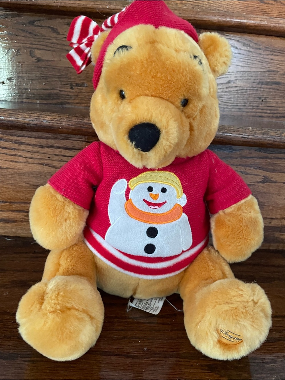 Disney Store Exclusive Winnie The Pooh Christmas Plush Bear Snowman Sweater